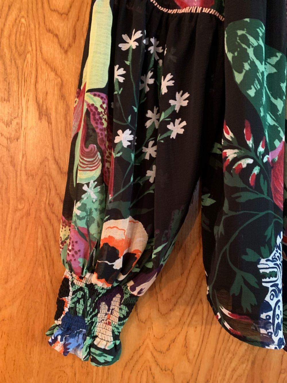 Anthropologie Multicolor Floral Patchwork Off-Shoulder Blouse - Picture 4 of 9